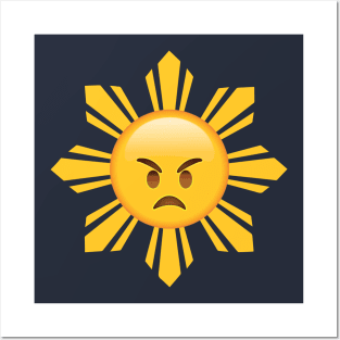 Angry Grumpy Filipino Sun Emoji Face Posters and Art